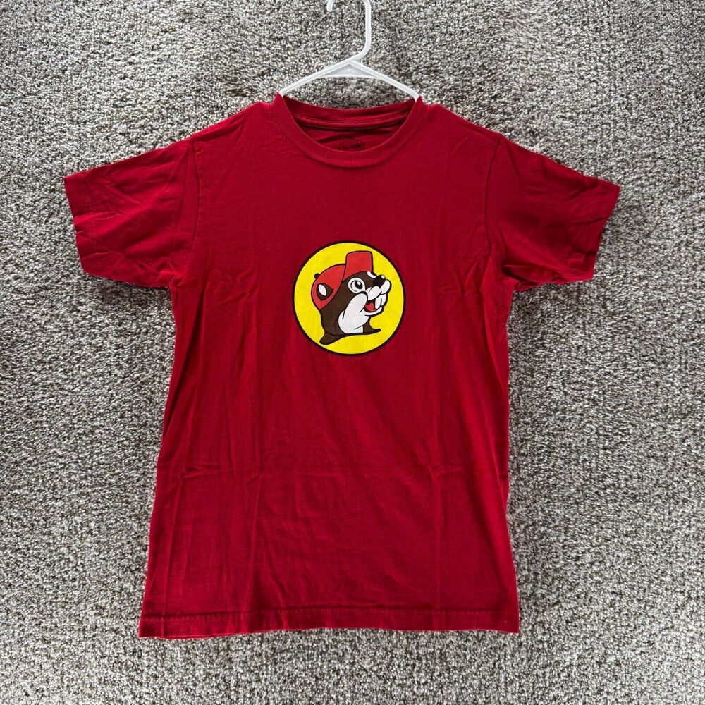 Buc-ee's Shirt Mens Small Red Short Sleeve Beaver Nuggets Cotton Casual‎ Adult